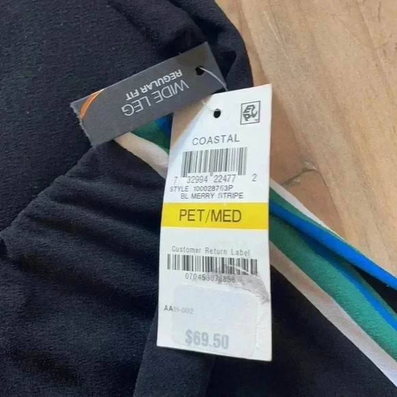 4/$25 NWT INC Womens Varsity-Stripe Cropped Wide-Leg Pants Black Merry Stripe MP - Picture 3 of 5